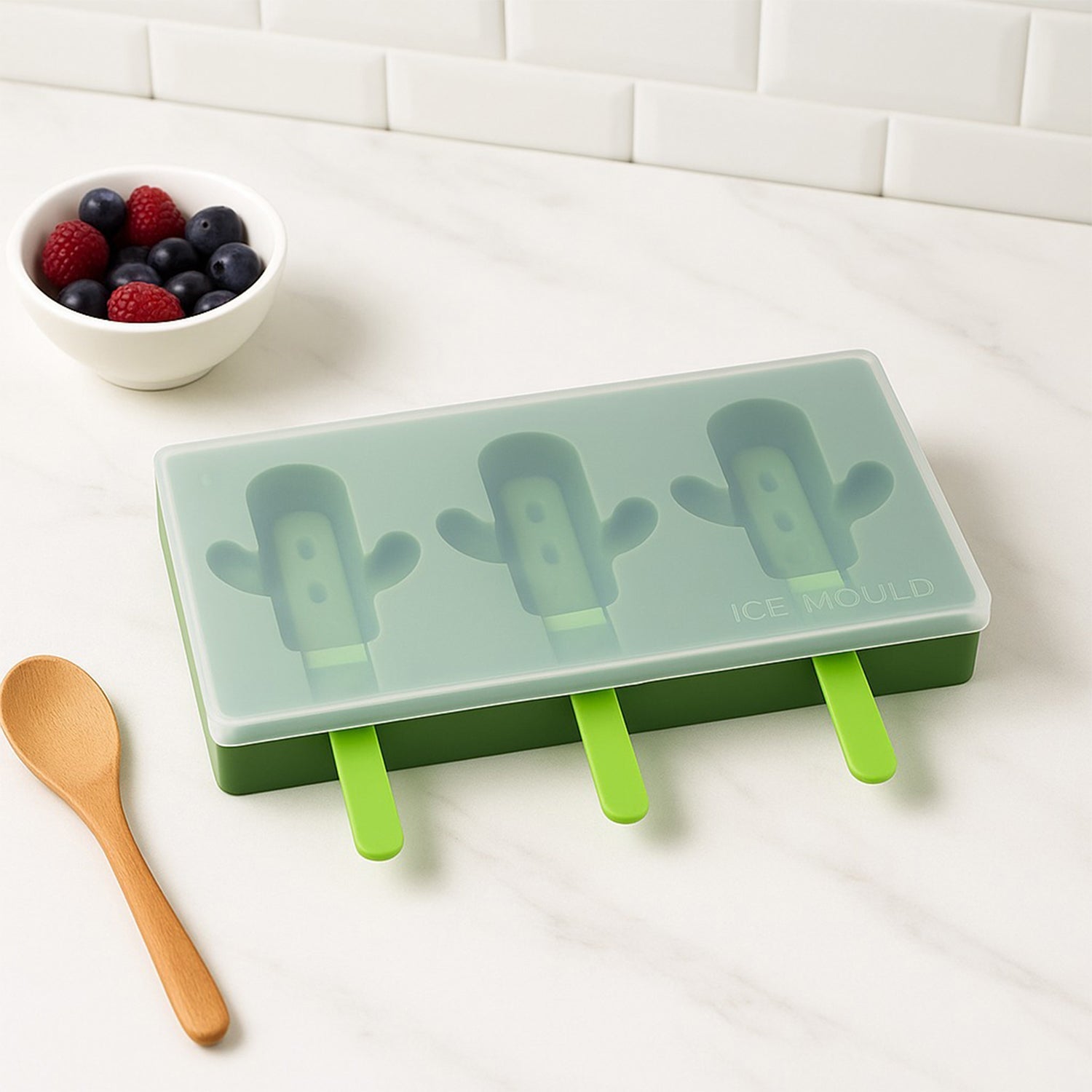 Ice Cream Mould sicle Mold, Cactus Shape Ice Molds Homemade sicle for DIY Ice sicle, 3-Cavity Summer Food Kitchen Tools (1 Pc) Ice Cream Mould sicle Mold, Cactus Shape Ice Molds Homemade sicle for DIY Ice sicle, 3-Cavity Summer Food Kitchen Tools (1 Pc)